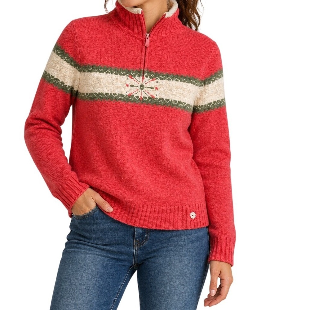 Woolrich Coral Isle Quarter Zip Fleece‎ Lined Mock Neck Sweater Women's Small